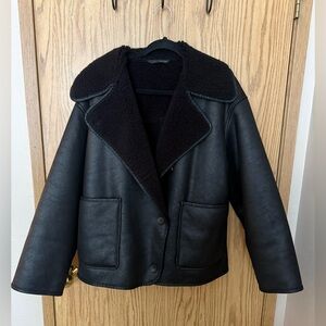 Zara Thick Sherpa Lined Jacket, Oversized Coat
